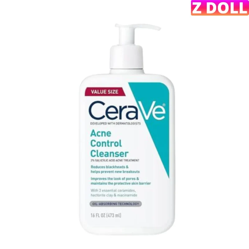 CeraVe Acne Control Cleanser 473ml – Salicylic Acid Face Wash for Acne-Prone Skin